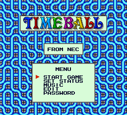 Timeball title screen for TurboGrafx-16
